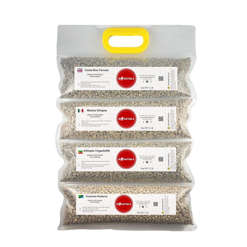 Roastika – Unroasted Coffee Bean – 4Lb (Pack Of 4) – Sampler Pack – Bundle 2A (Costa Rica Tarrazu/Mexico Chiapas Hg Ep/Ethiopia