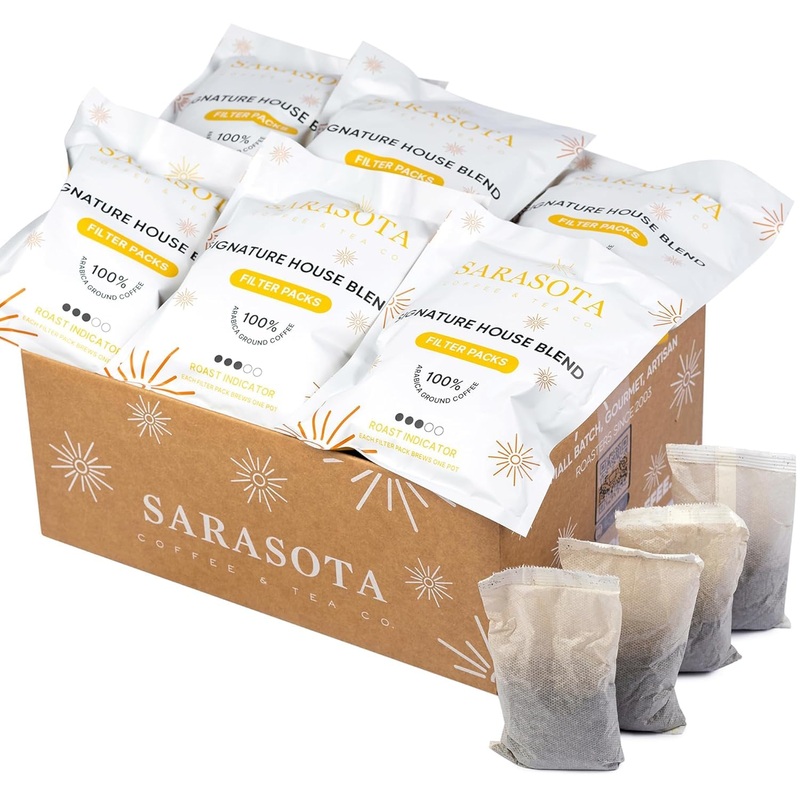 Sarasota Coffee Filter Packs | Medium Roast Breakfast Blend | Low Acid Pouches Gourmet Sampler Gift Set Ground Coffee In Filters