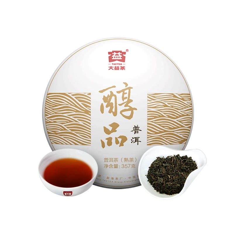TAETEA Ripe PUER Tea Cake – Aged Fermented Puerh Black Tea (357g/12.59oz) – Perfect for Daily Drink & Gifts, 140 Cups
