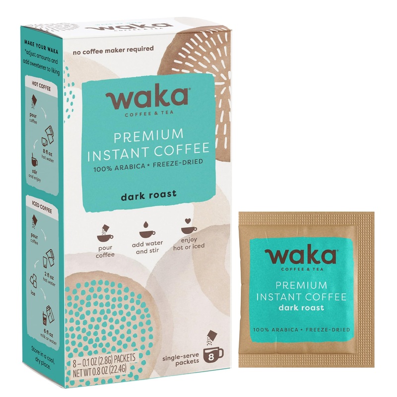 Waka Premium Instant Coffee Sachets – 100% Arabica Freeze Dried Beans – For Hot Or Iced Coffee (8 Count, Dark Roast)