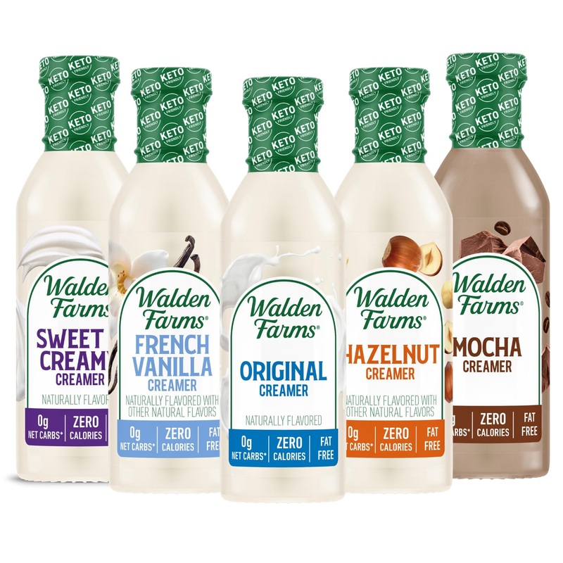 Walden Farms Coffee Creamers Calorie Free, Dairy Free, Carb Free And Vegan Pack Of 5 (Original Cream – Sweet Cream – Mocha- Haze