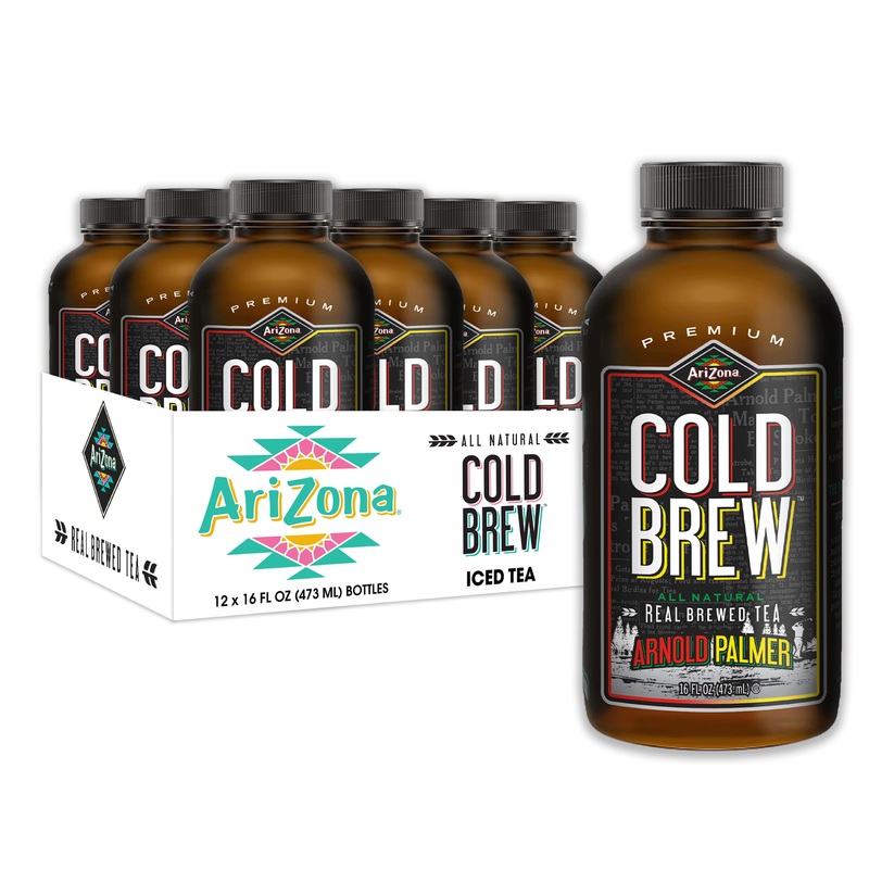 AriZona Arnold Palmer Premium Cold Brew Iced Tea & Lemonade, 16 Fl Oz, Pack of 12 – Refreshing Cane Sugar Beverage