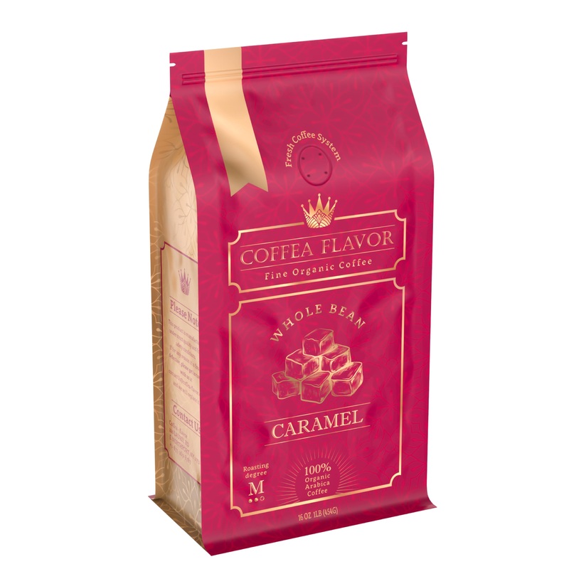 Caramel Flavored Whole Bean Coffee – Organic, Single Origin, Naturally Flavored, Medium Roast, 100% Arabica, Smooth And Sweet –