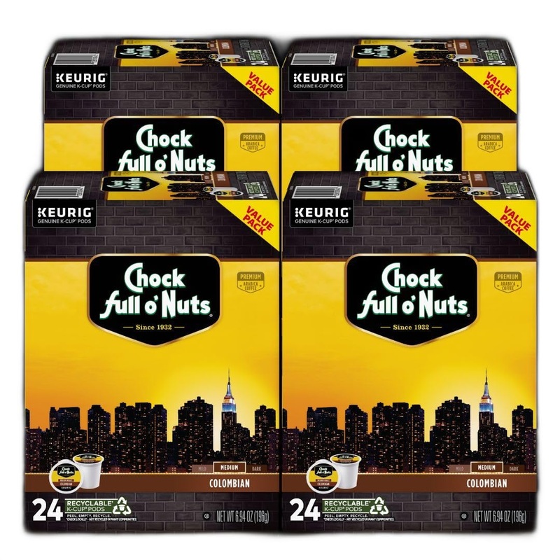 Chock Full Onuts Keurig K-Cup Pods – Colombian – Medium Roast – Premium Arabica, 24 Count, Pack Of 4