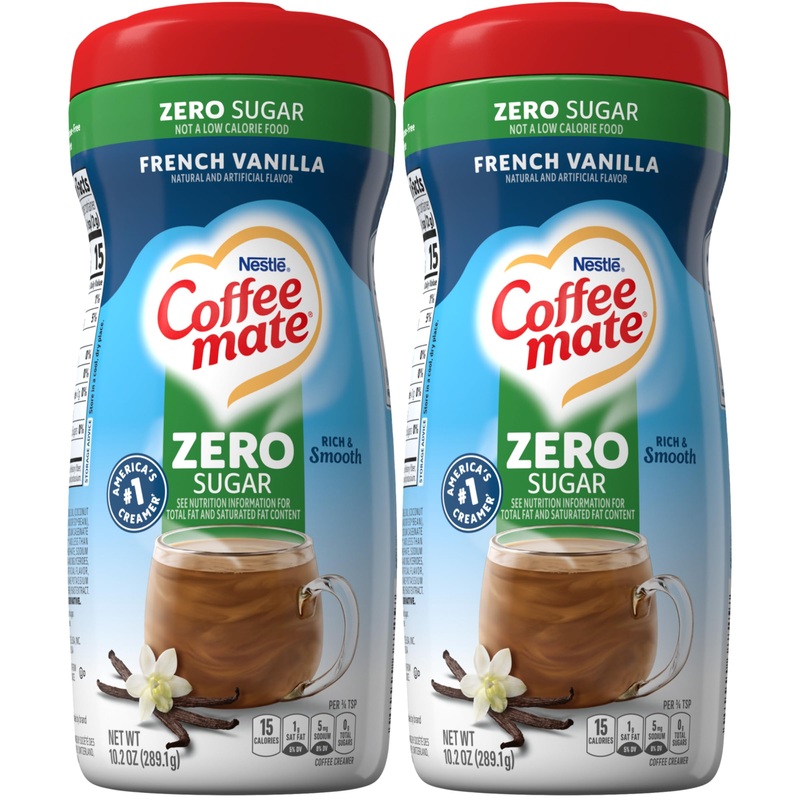 Coffee-Mate French Vanilla Zero Sugar Powder Coffee Creamer 10.2 Oz. Canister (Pack Of 2)