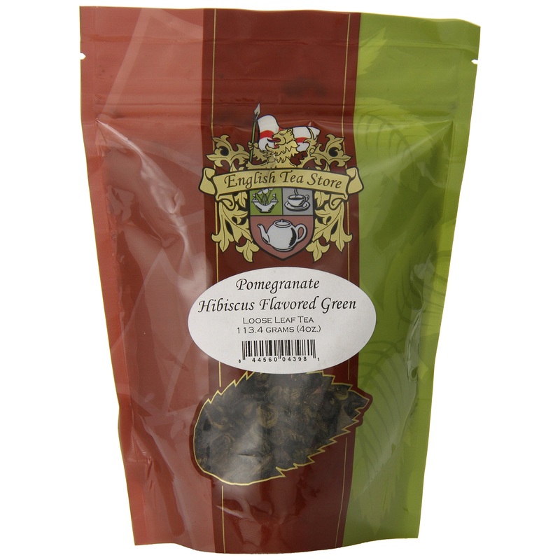 English Tea Store Loose Leaf, Pomegranate Hibiscus Flavored Green Tea – 4Oz, 4 Ounce