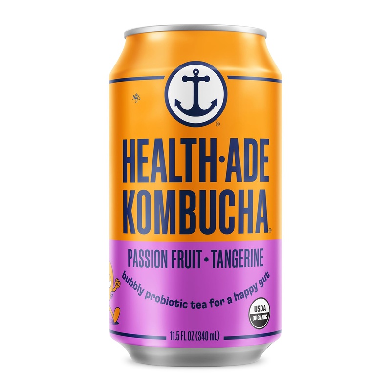Health-Ade Passion Fruit-Tangerine Kombucha, Organic Drink, 12-Pack (11.5 Fl Oz Cans) – Fermented Tea With Probiotics, Non-Gmo,