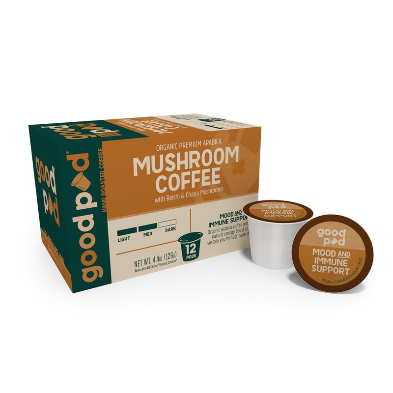 INDEPENDENCE CO. goodPOD Mood & Immune Support Coffee K-Cup Pods, Organic Arabica, Reishi & Chaga, Medium Roast, 12 Count