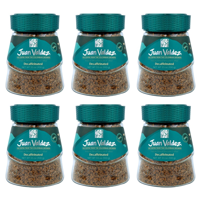 Juan Valdez Decaffeinated Freeze Dried Coffee 3.5 Oz – Premium Colombian Coffee, Pack Of 6