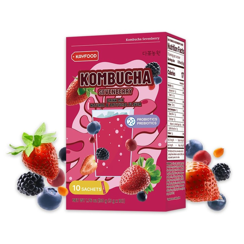 Kayfood-Kombucha-Sevenberry-Garden-Daily Zero Sugar, Diet, Gut Healthy Sparkling Beverage, Fermented Korean Drinks For Iced Tea