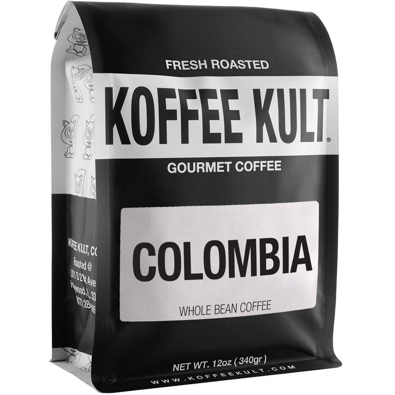 Koffee Kult Colombian Medium Roast Coffee Beans 100% Single Origin Colombia Arabica Whole Bean (Whole Bean, 12Oz)