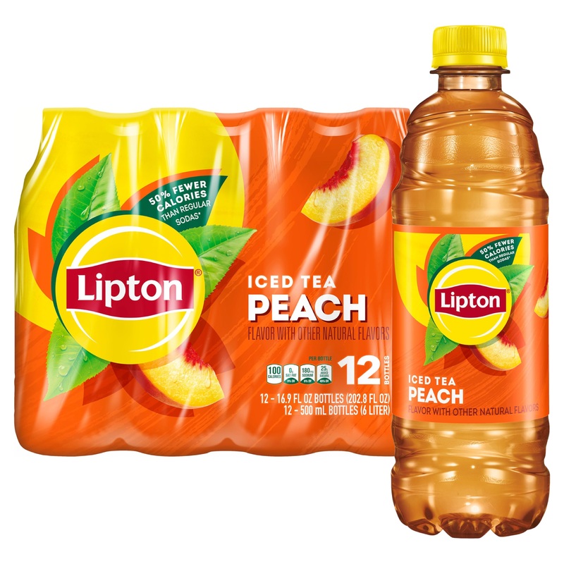 Lipton Peach Iced Tea, 16.9 Fl Oz Bottles, Pack of 12 – Refreshing Iced Beverage