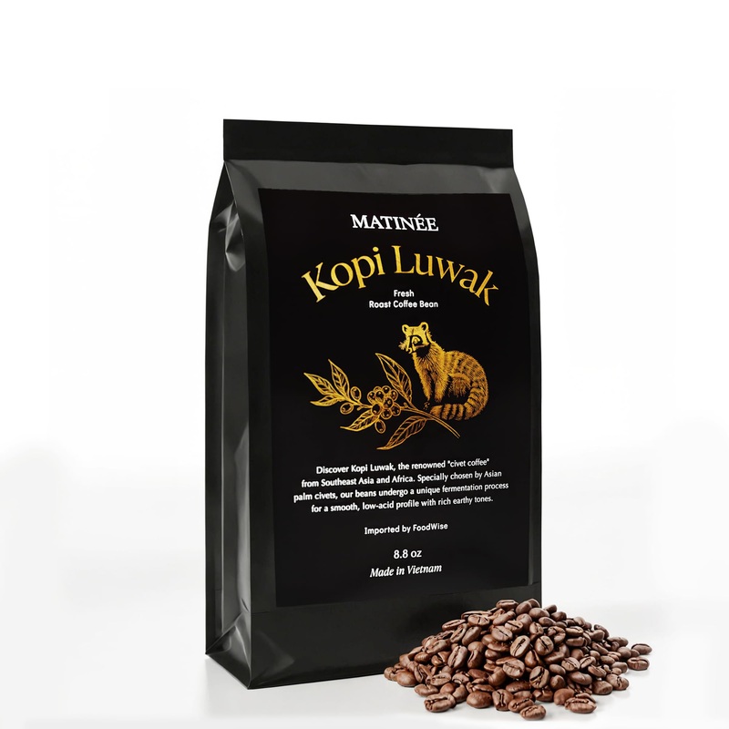Matin  E Wild Kopi Luwak Coffee Beans, Medium Roast, Whole Bean Beans, Civet Coffee – Sustainably Sourced From Vietnam, 8.8Oz /