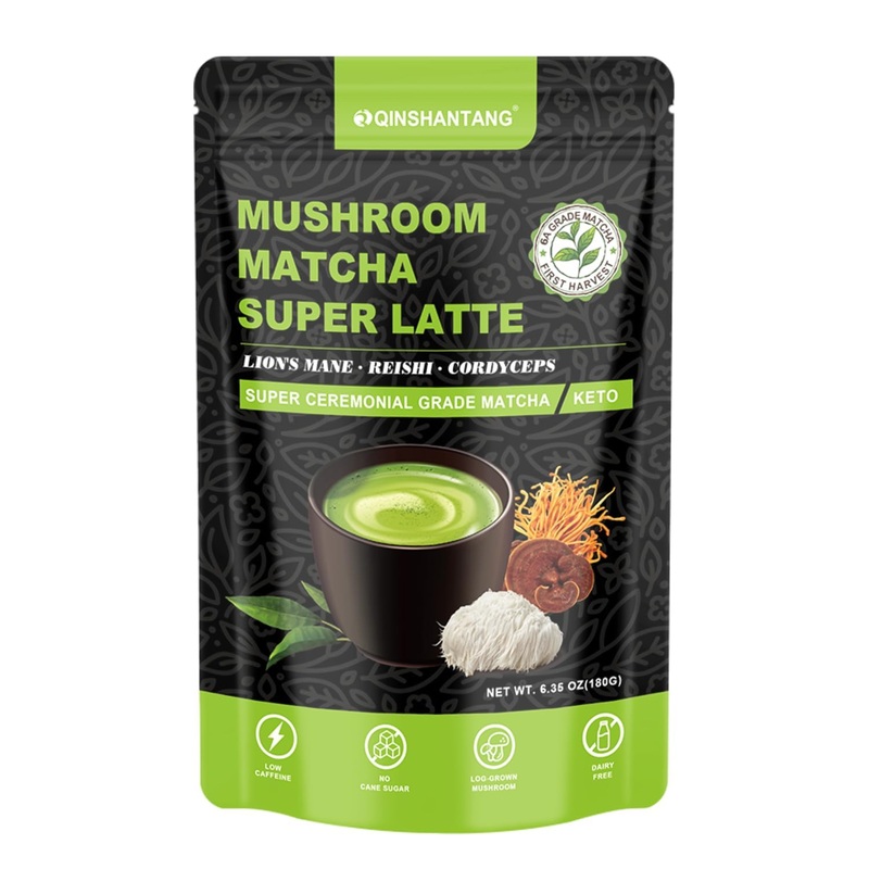 Mushroom Matcha Latte Powder – Super Ceremonial Grade Matcha With Adaptogenic Mushrooms For Brain Health And Energy – Vegan And