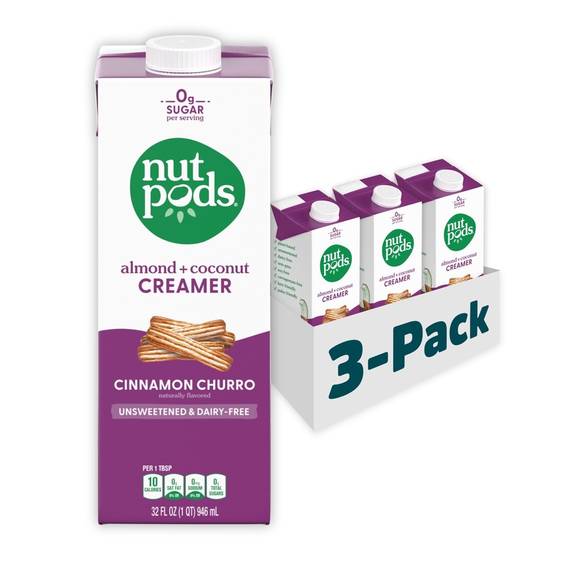 Nutpods Unsweetened Cinnamon Churro Dairy-Free Coffee Creamer – 32Oz 3-Pack
