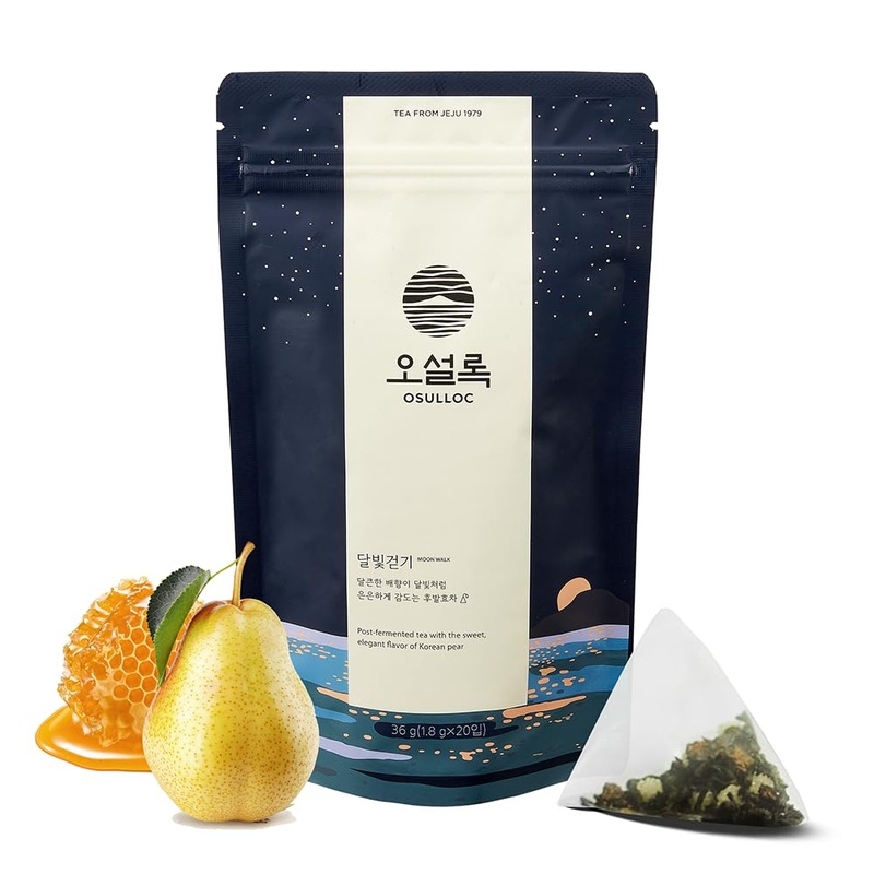 Osulloc Moon Walk Tea (Korean Pear Flavor) | Sweet Fruit Tea | 20 Pyramid Tea Bags, 1.76Oz