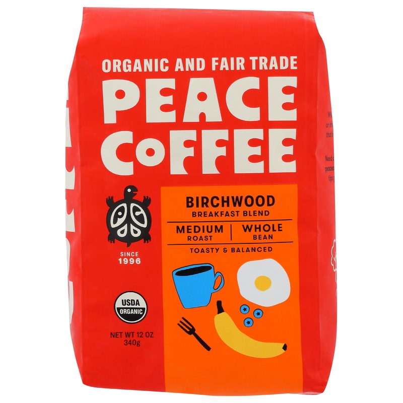 Peace Coffee Organic Birchwood Blend Whole Bean Coffee, 12 Oz