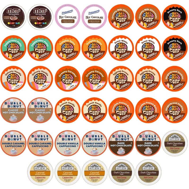 Perfect Samplers Cappuccino & Hot Chocolate Variety Pack, 40 Count Coffee Pods for Keurig – Gift Set with Flavored Hot Cocoa & Coffee
