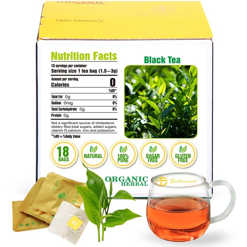 Soilmount Keemun Black Tea – Chinese Black Tea | Box Of 18 Individual Packets | Rich Aroma And Full-Bodied Flavor | Convenient B