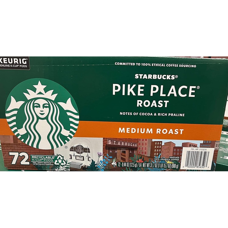 Starbucks Pike Place Roast K-Cups For Keurig, 1 Count (Pack Of 72)