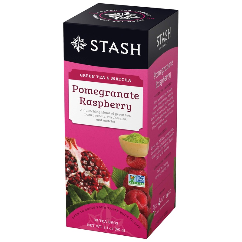 Stash Tea Pomegranate Raspberry Green Tea – Caffeinated, Non-Gmo Project Verified Premium Tea With No Artificial Ingredients, 30