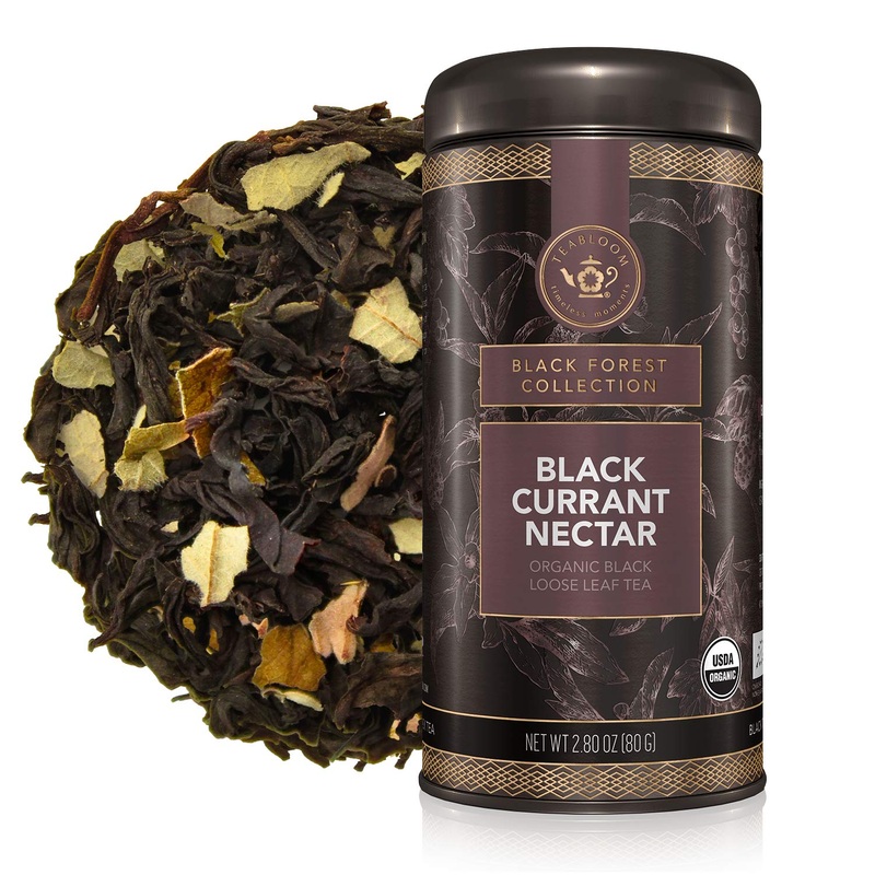 Teabloom Organic Black Tea, Black Currant Nectar Loose Leaf Tea, Usda Certified Organic, 2.80 Ounce Loose Leaf Tea Canister Make