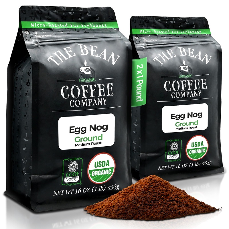 The Bean Organic Coffee Company Egg Nog, Medium Roast, Ground Coffee, 16-Ounce Bags (Pack Of 2), Caf   Molido Tostado Org  Nico