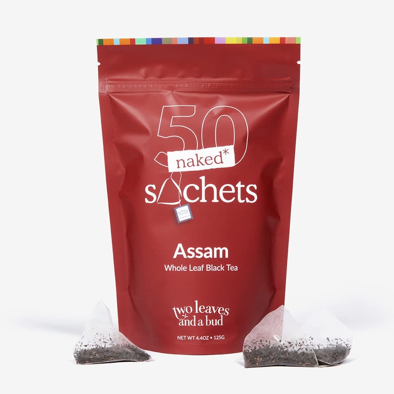 Two Leaves And A Bud Organic Assam – 50 Naked Tea Sachets, Whole Leaf Black Tea In Eco-Friendly Unwrapped Compostable Sachets, R