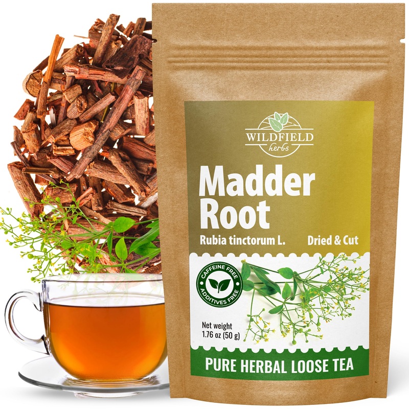 1.8 Oz. Dried Madder Root Herb Tea (Rubia Tinctorum) Dried Cut Madder Roots Herbal Tea – 50G