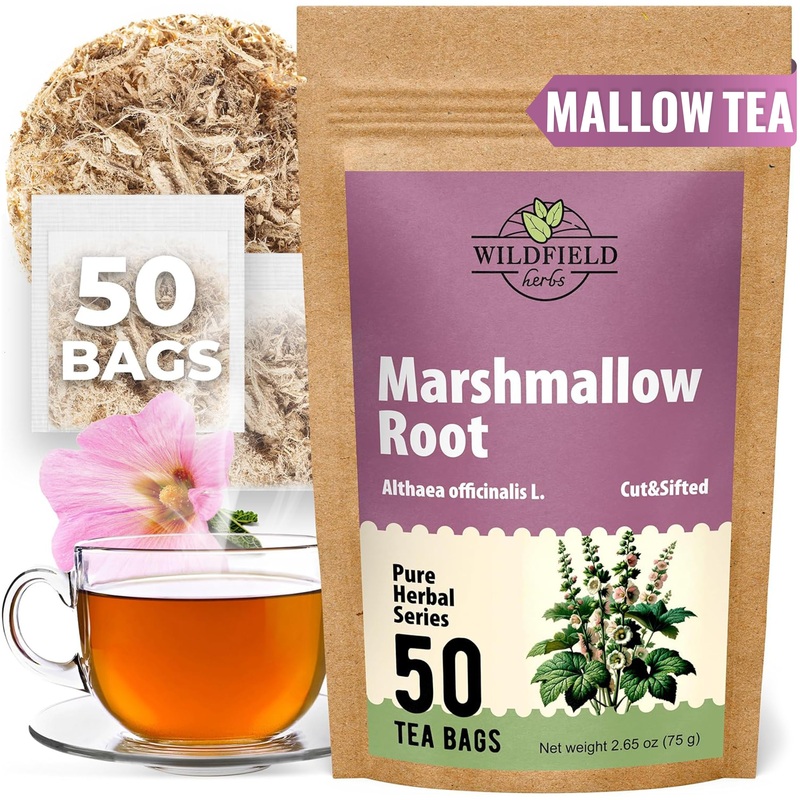 50 Bags Dried Marshmallow Root Tea Marshmallow Root Herb Herbal Tea (Althaea Officinalis) – 50 Count Bags Cut Sifted Herb Ra  Z