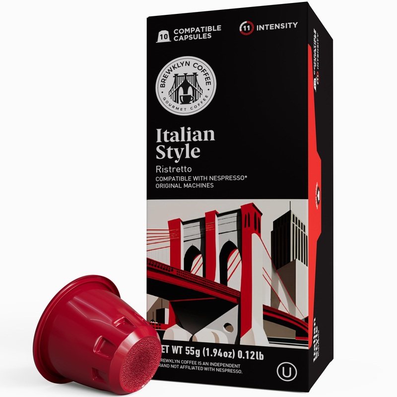 Brewklyn Coffee For Nespresso Original Machine 100 Pods Certified Genuine Espresso Italian Blend Pods Compatible With Nespresso