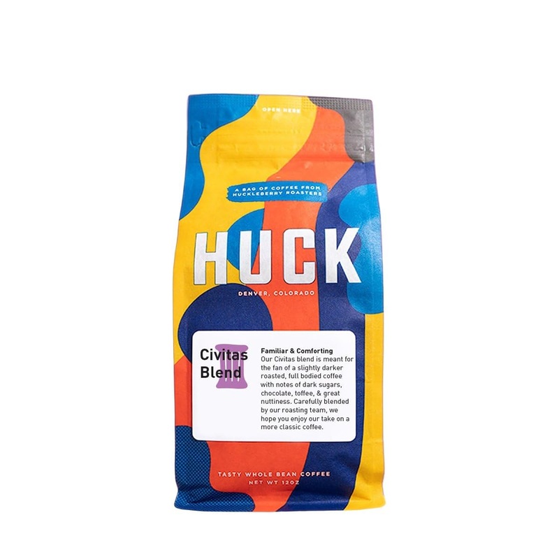 Civitas Blend – Roasted By Huckleberry Roasters – Whole Bean Coffee – 12 Ounce Bag