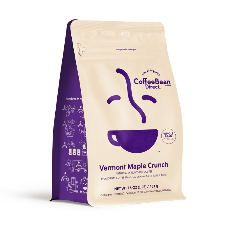 Coffee Bean Direct Vermont Maple Crunch Flavored, Whole Bean Coffee, 1 Pound Bag (Pack Of 1)
