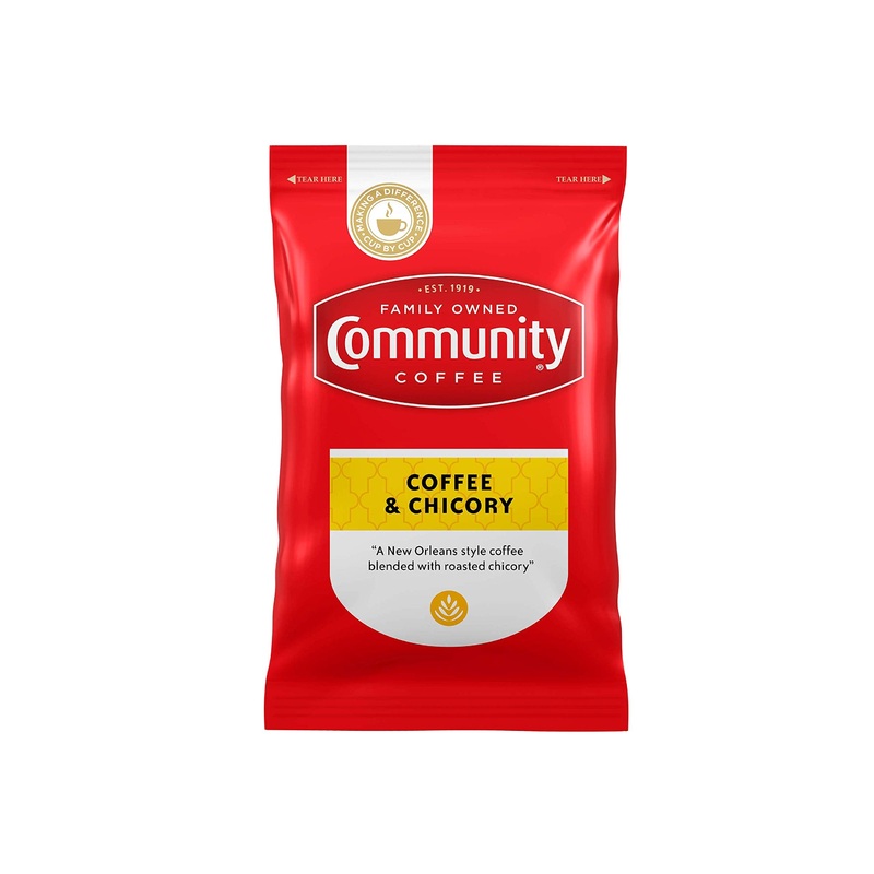 Community Coffee & Chicory, Medium Dark Roast Pre-Measured Coffee Packs, 3.0 Ounce Bag (Box Of 20)