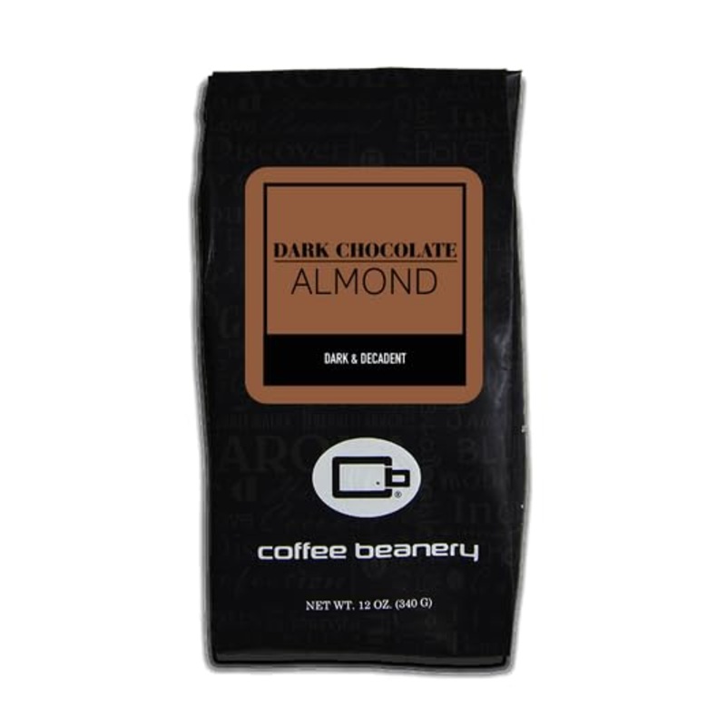 Dark Chocolate Almond Flavored Coffee, Specialty Arabica Coffee, Medium Roast, 12 Ounce, Automatic Drip (Ground)