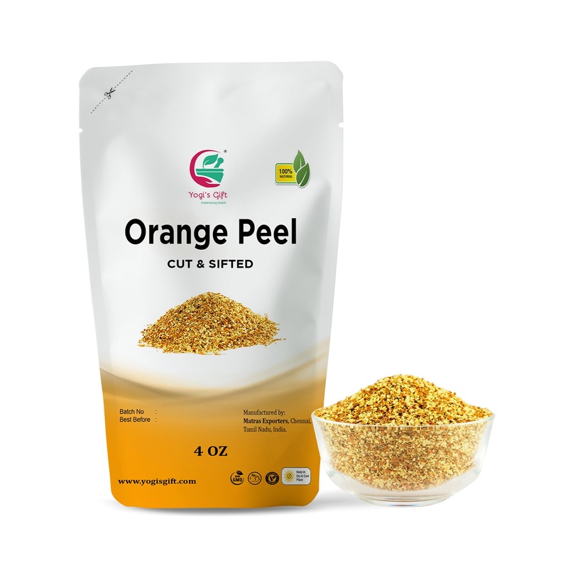 Dried Orange Peel 4 Oz | Rich Citrus Aroma And Flavour | Small Granules | Perfect For Tea, Cookies, Rye Breads, Seasoning & More