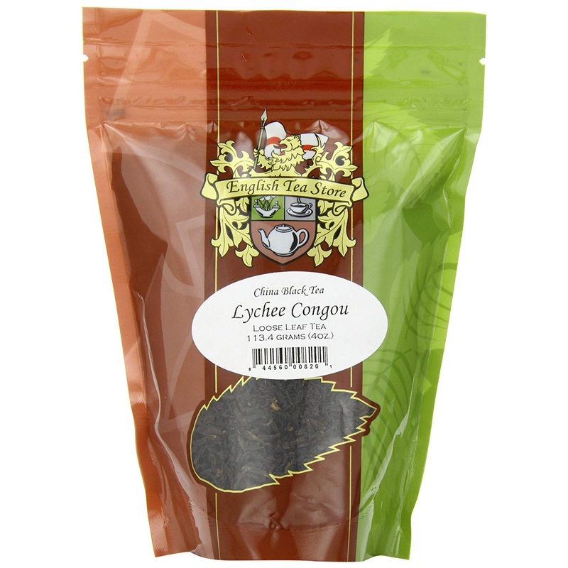 English Tea Store Loose Leaf, Lychee Congou China Black Tea Pouches, 4 Ounce