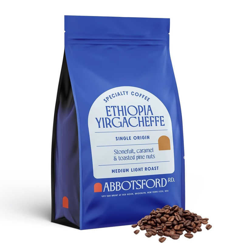 Ethiopia Yirgacheffe Coffee Beans, Whole Bean Medium-Light Roast With Stone Fruit, Caramel & Toasted Pine Nuts, Flavored Ethiopi
