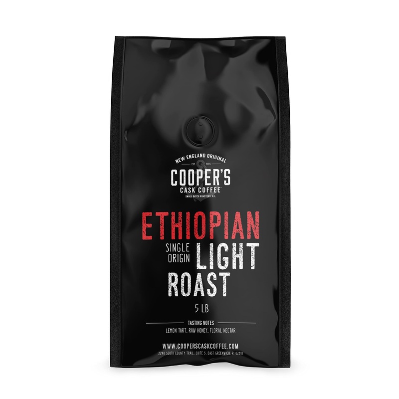 Ethiopian Bold Light Roast Coffee, Gourmet Single-Origin Coffee Beans From Ethiopia, Whole Bean, 5Lb Bag
