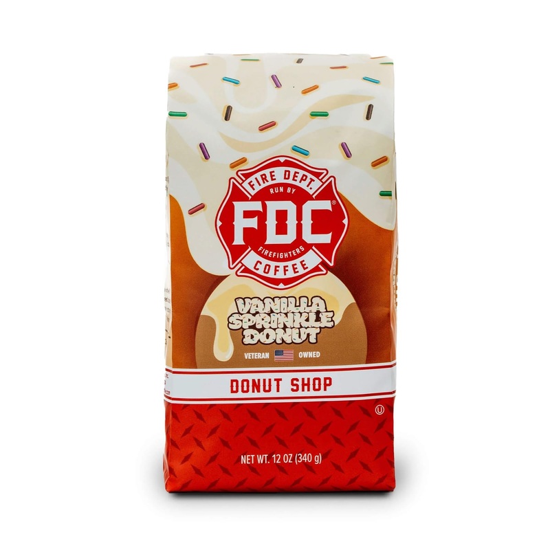 Fire Department Coffee – Gives Back To Firefighters – Vanilla Sprinkle Donut Coffee Beans – Medium Roast – Premium Whole Bean –