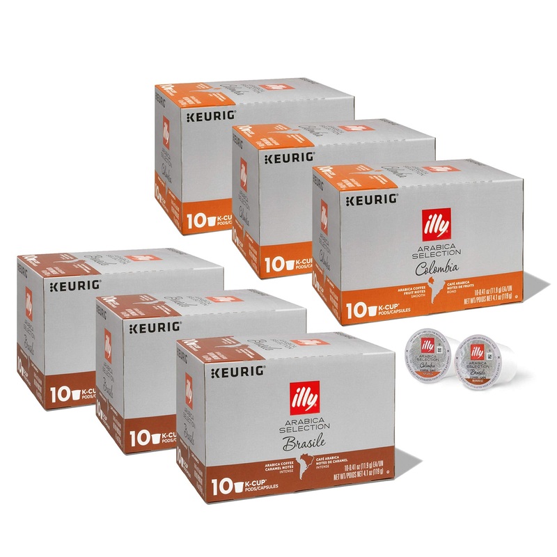 Illy Coffee K-Cups – Compatible Pods For Keurig Coffee Maker – Brasile & Columbia – Single Origin Roasts – Variety – 10 Count (P
