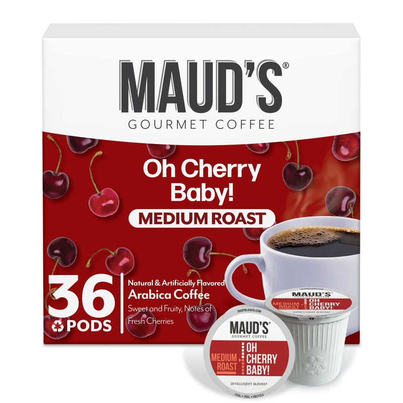Maud’S Cherry Flavored Coffee Pods, 36 Ct, Medium Roast Flavored Coffee In Recyclable Single Serve Pods – 100% Arabica Beans, Co