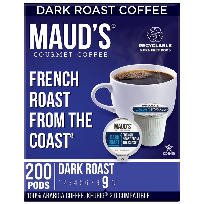 Maud’S French Roast Coffee Pods, 200 Ct, Dark Roast Coffee In Recyclable Single Serve Pods – 100% Arabica Coffee, Compatible Wit