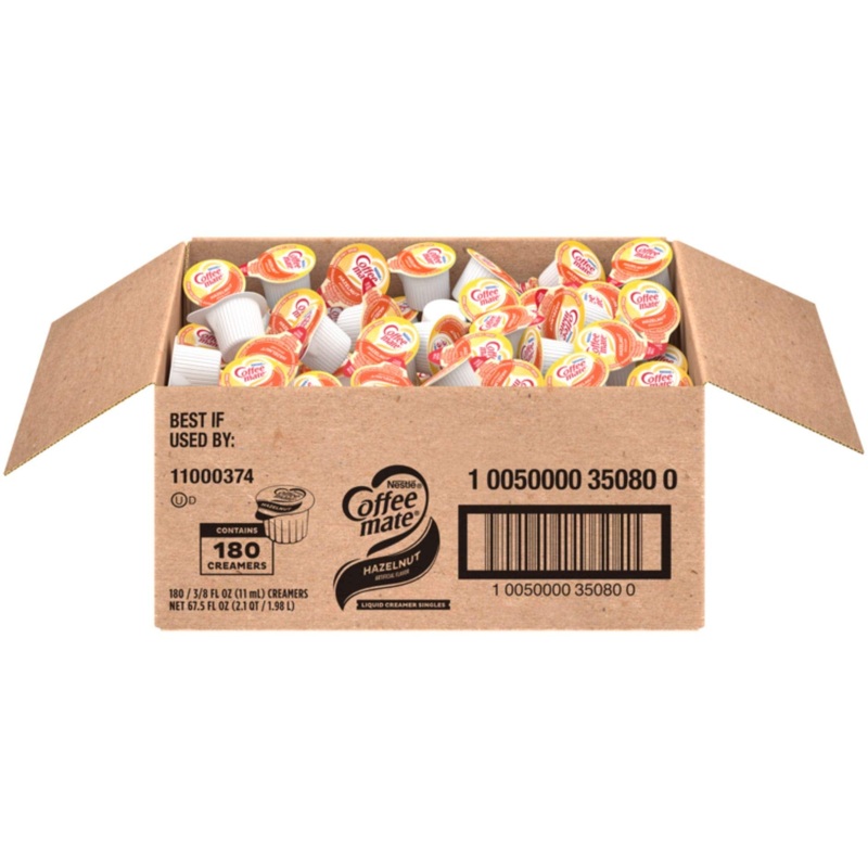 Nestle Coffee Mate Coffee Creamer, Hazelnut, Liquid Creamer Singles, Box Of 180 Singles