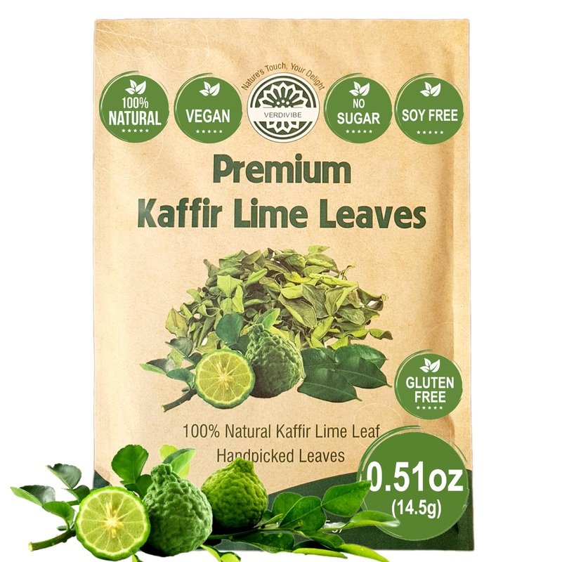 Premium Dried Kaffir Lime Leaves – 0.51 Oz (14.5G) Pack For Authentic Thai Flavor (D)