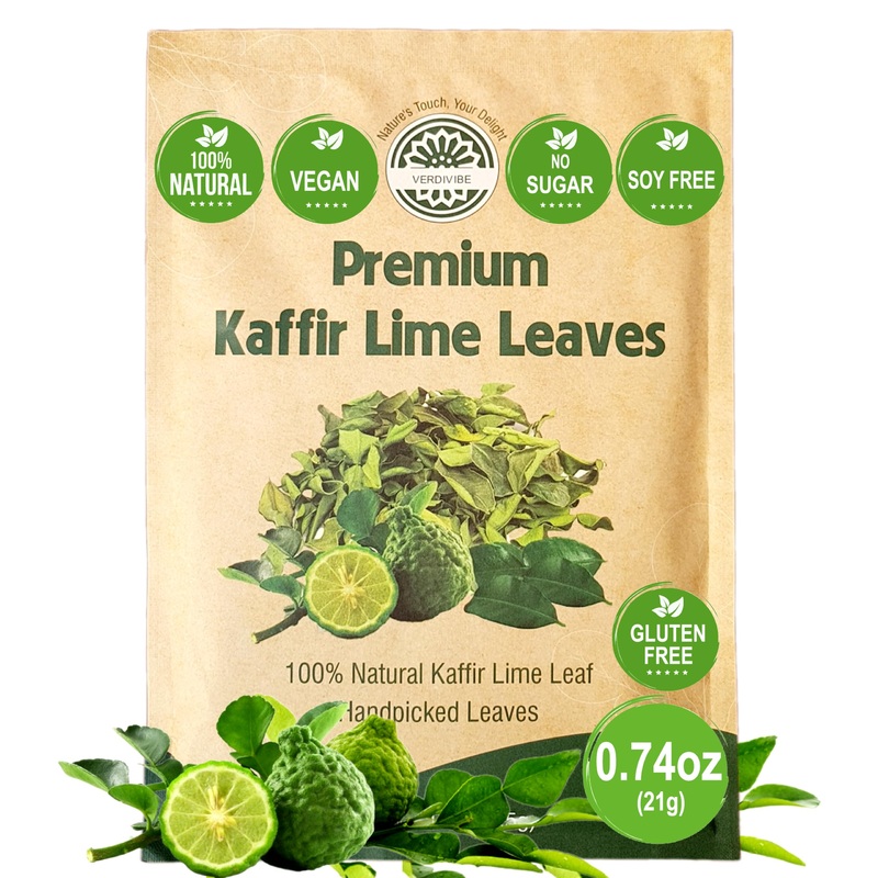 Premium Dried Kaffir Lime Leaves – 0.74 Oz (21G) Pack For Authentic Thai Flavor (B)
