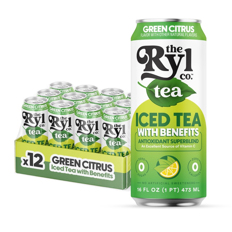 Ryl Iced Tea, Green Citrus Tea, Antioxidant Superblend, Zero Sugar, Low Carb, Zero Calorie – 16.0 Fl Oz (12-Pack)