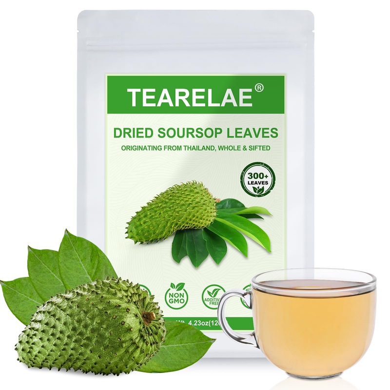 Tearelae – Soursop Leaves Tea – 300+ Premium Soursop Graviola Dried Whole Leaves – Hojas De Guanabana – Country Of Origin Thaila