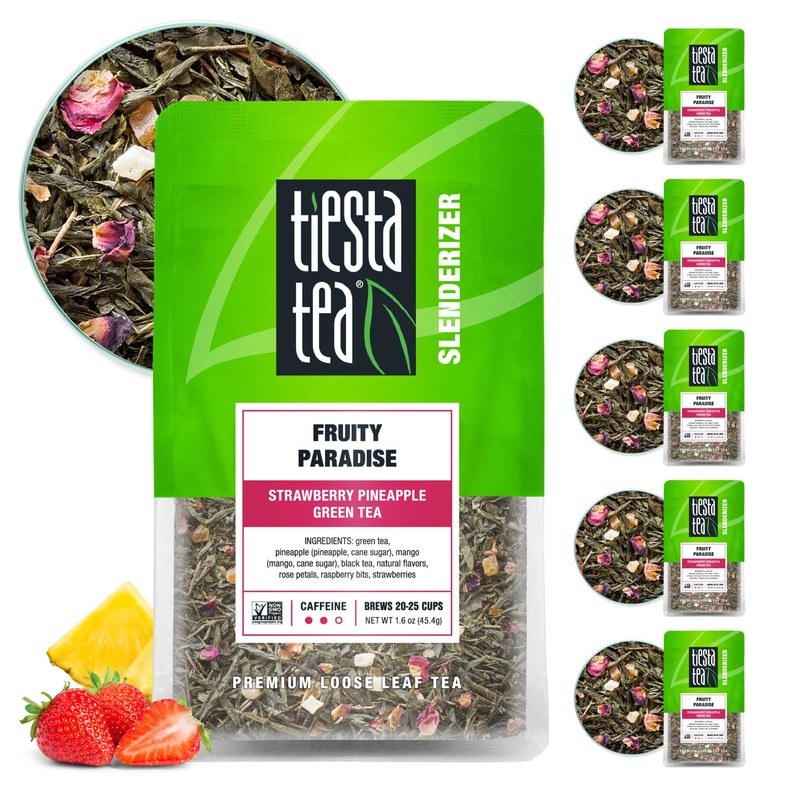 Tiesta Tea – Fruity Paradise | Loose Leaf | Strawberry Pineapple Green Tea | Premium Blend | Medium Caffeinated Green Blend | Ma