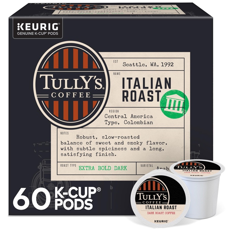 Tully’S Coffee Italian Roast, Keurig Single-Serve K-Cup Pods, Dark Roast Coffee, 60 Count (6 Packs Of 10)